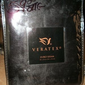 Two Veratex ZAFARI Black Velvety Euro Pillow Shams